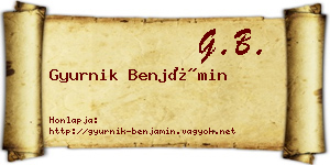 Gyurnik Benjámin névjegykártya